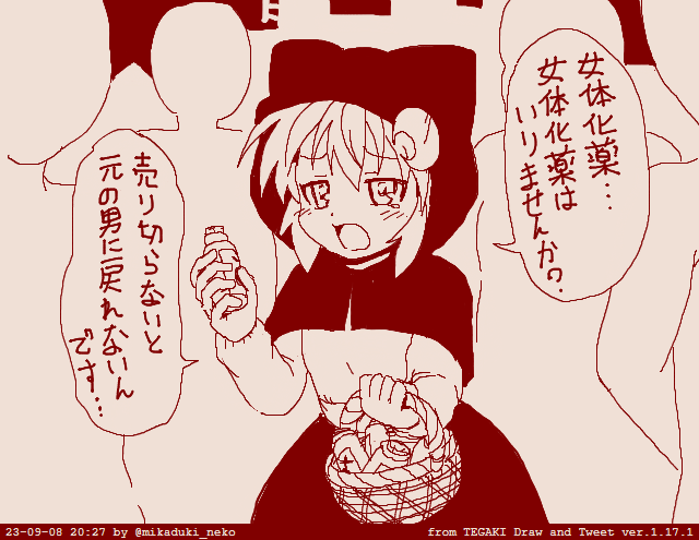女体化薬売りの少女 #tegaki_dt 