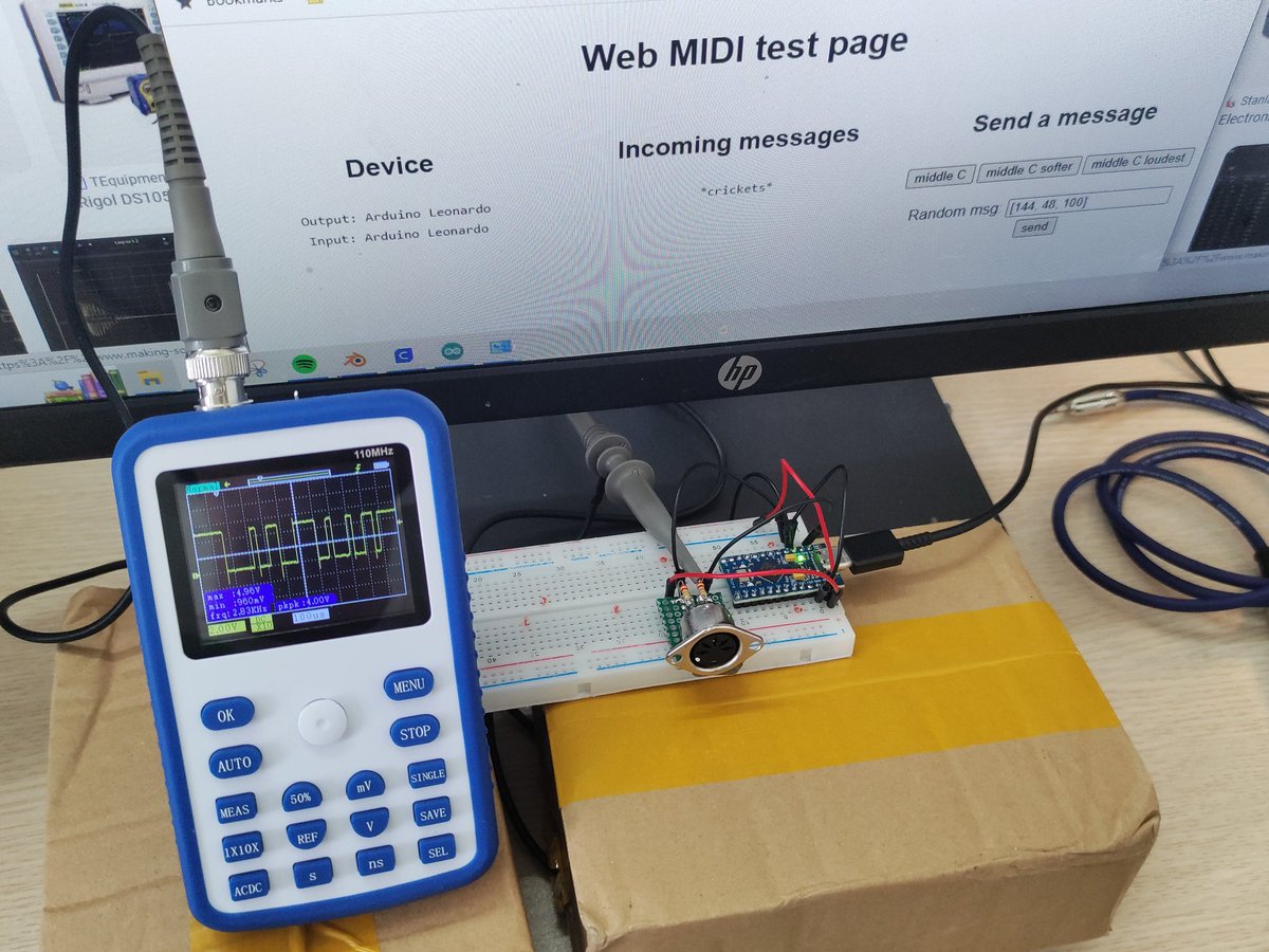 hiro_akihabara2's tweet photo. Arduino pro microを使ったUSB-MIDIインタフェースの実験中。#SnapBeat にMIDI IFをつけてほしいという要望が多かったので、これからSnapBeat側にMIDI IN回路を追加してMIDIでサンプル音源を演奏させられるか実験します。#自作 #サンプラー #電子工作 https://t.co/Sm0JGe0HFZ