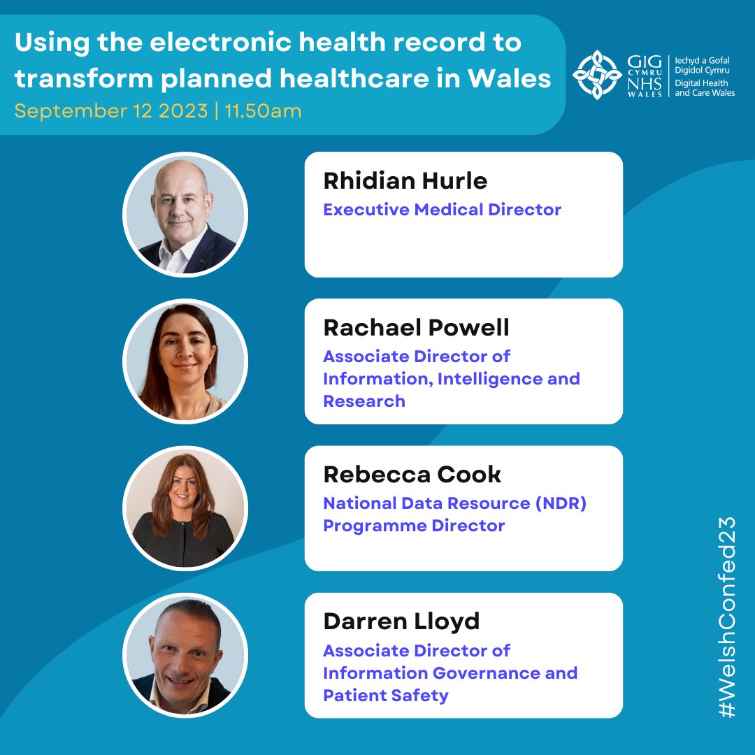 DHCWales's tweet photo. Are you attending the @WelshConfed Annual Conference and Exhibition in Cardiff on September 12?

We’re running a breakout session on using the electronic health record to transform planned healthcare in Wales.

Learn more: https://t.co/UTHZHhokNg

#WelshConfed23
@rhidian_hurle https://t.co/08Qte2N62u