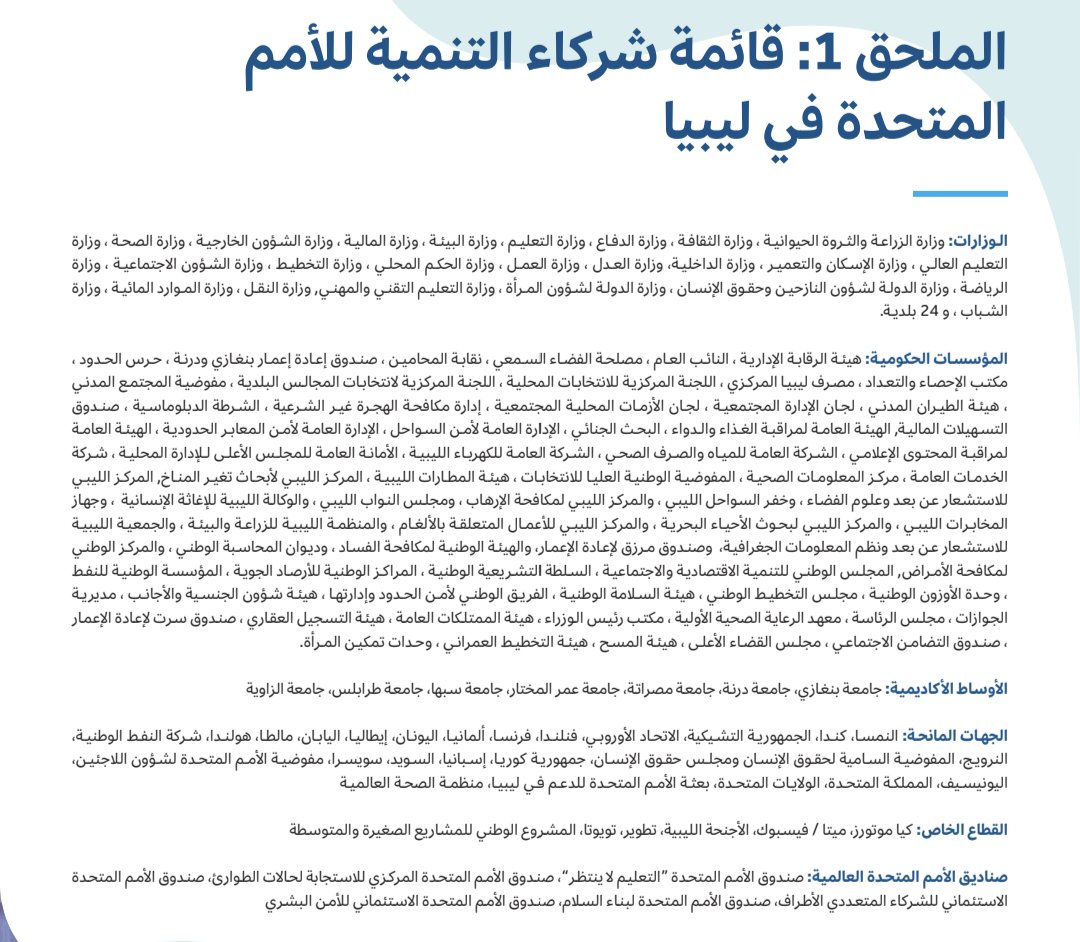 هذه قائمة بالوزارات والمؤسسات الحكومية التي تتلقى الدعم المالي والتقني وتستفيد من خدمات وبرامج الأمم المتحدة 

هذه هي نفس الجهات التي توجه أصابع الاتهام لمؤسسات المجتمع المدني التي تتلقى دعمها من نفس الجهات 

 تقرير التقرير السنوي للأمم المتحدة لعام 2022