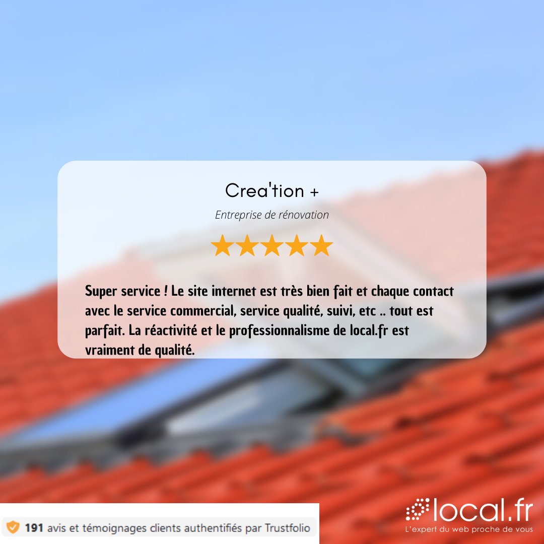 local_fr's tweet photo. Crea'tion +, travaux de couverture dans le Bas-Rhin, qui témoigne de son #expérience avec https://t.co/kMu1Btrbom.

Nos équipes vous accompagnent dans la #réalisation de votre site #internet.

Laissez-nous votre #avis lors de votre prochain échange avec https://t.co/kMu1Btrbom. https://t.co/uVaqY1g7X6