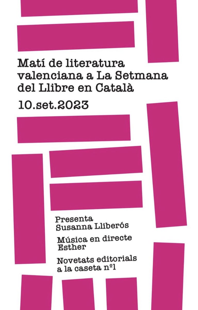 CompanyStas's tweet photo. #10set23
1/4 de 12hN #laSetmanadelLlibre a BCN/MolldelaFusta/caseta1 @socesther

12h @AndreuValor
a Cabanes/ermitaAlbalat

7hV @noeliatitana i l'Empelt a Betxi/PalauCastell

10hN
~@LaFumigaBand a Cubelles/plMercat

2/4 d'11hN @Auxili_Band  #laCosina a Cambrils/parcPinaret https://t.co/c8v0FWcXwk