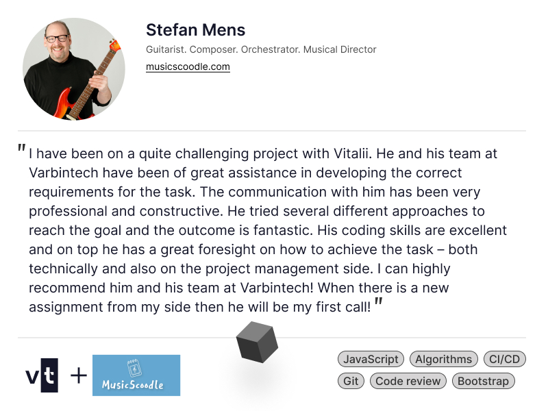 varbintech's tweet photo. Collaborative Success with Stefan Mens and MusicScoodle

📅 Just wrapped up an incredible 3-month journey working alongside Stefan on his musical scheduling project! From the get-go, it felt different.

#DevJourney #feedback #collaborations https://t.co/Aw6BHgdp1E