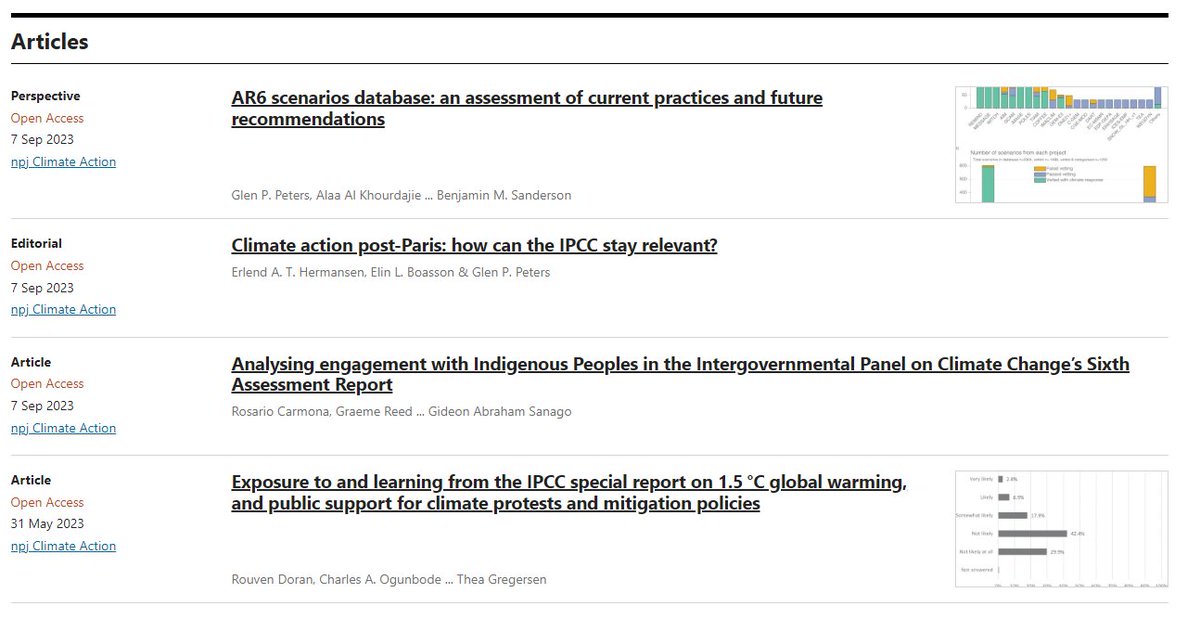 The Special Collection on the future of the IPCC in @ClimateActionSN is starting to take shape. The first four articles are now posted, with more coming soon! We will soon have a new call for submissions! Edited by @ElinLBoasson, @Climansen, & myself. nature.com/collections/gf…