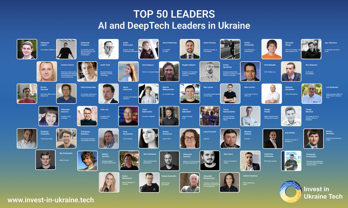 InvestinUATech's tweet photo. Access the interactive database of the Top 50 Leaders in DeepTech and AI in Ukraine, with filterable, searchable profiles of the leading researchers, scientists, entrepreneurs, and technologists committed https://t.co/7TfbSYWHDl

#ai #artificialintelligence #startups https://t.co/nzhUbSy05D