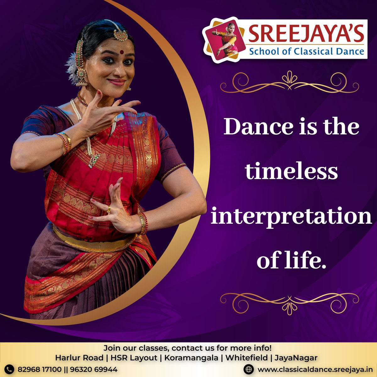 Dance is the timeless interpretation of life\

Learn Professional #Bharatanatyam SSCD 

#dancelove #dancequote #thankstodance #SreejayaSSCD #classicaldanceclasses #DanceLessons #bharatnatyamdance #DanceClass #Dance #Dancer #bharatnatyamdanceclass #bharatnatyamlove #Dancetime