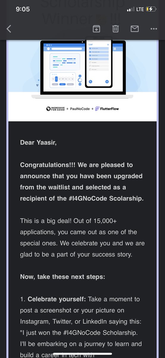 adeyemoyaasir5's tweet photo. I just won the #I4GNoCode Scholarship. I'll be embarking on a journey to learn and build a career in tech with @ingressive4Good @paul_okoduwa and @flutterflow.io . Having been a Tech mogul, this is another super life changing opportunity for me and my team mates out there. https://t.co/jqMH3Hdu25