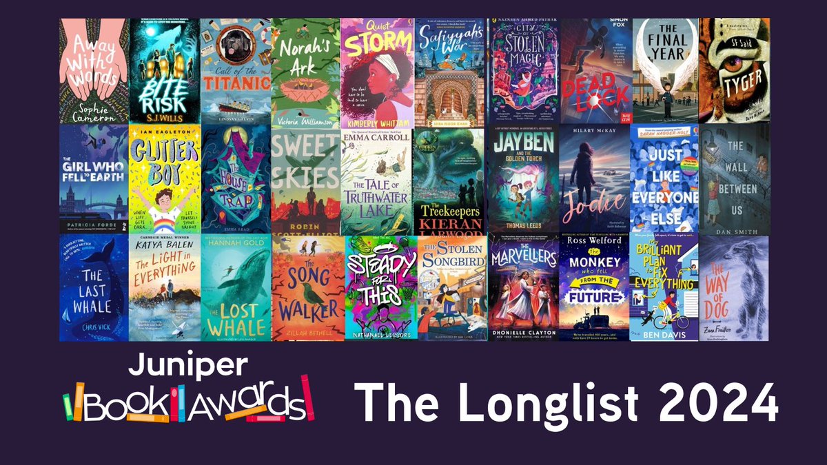***Announcing the Longlist for the Juniper Book Awards 2024***
We love these books! 
A huge congratulations to all the creators involved.  
Sign up for your school to take part. bit.ly/3ne38cO
The shortlist will be announced 16/10.
#OURFP #SchoolLibraries #JBA24