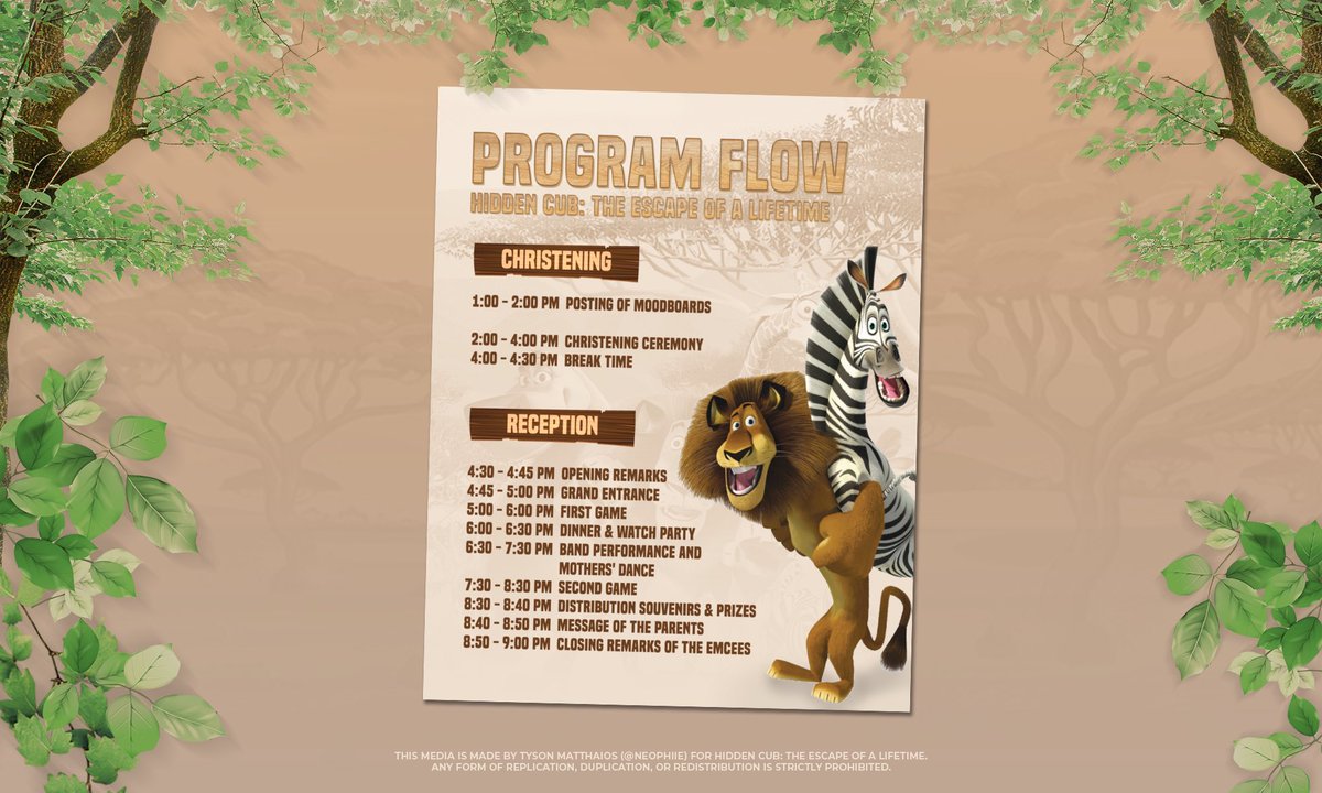 ͏
 
                         HIDDEN CUB: 
               The Escape of a Lifetime

                 ━━━ 𓆩 𖧧 ☼ 𓆪 ━━━

                     PROGRAM FLOW

                   #SafaREIesCOPade
               #WildAdventureOfYUCA
           #ZieyaAndYellaLikeToMoveIt

͏