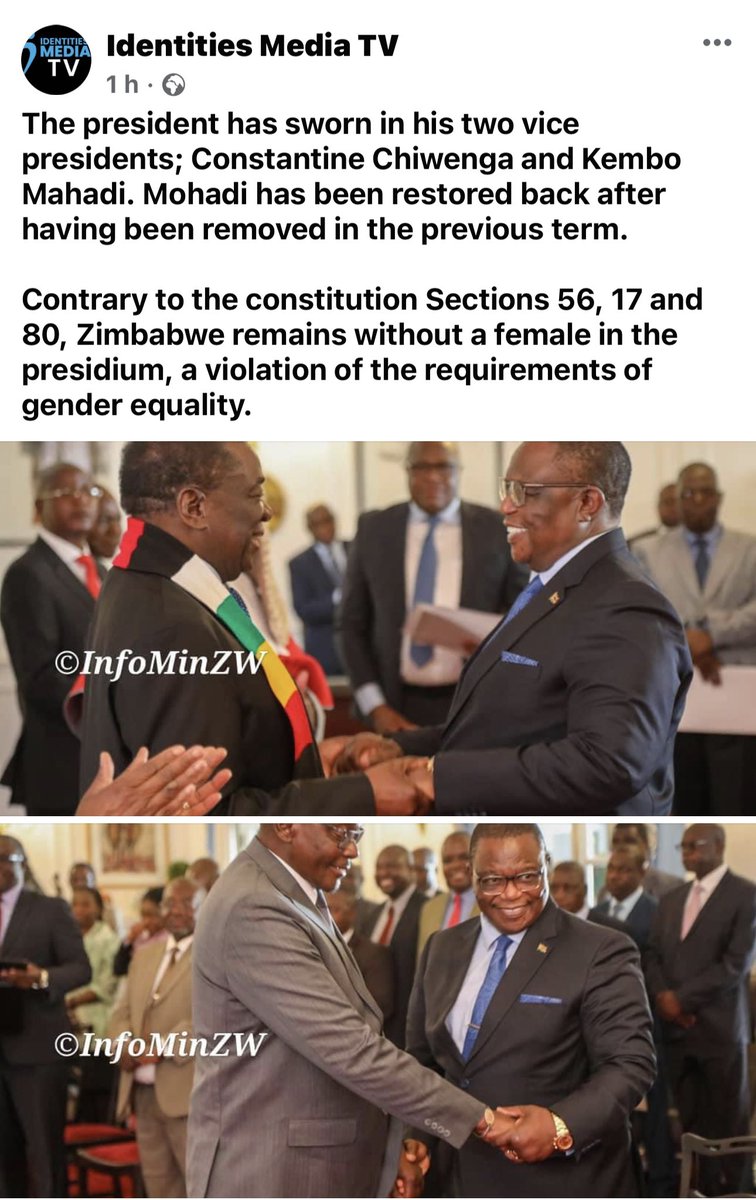 Women of Zimbabwe not happy! There’s no female VP and recycling Mohadi with his negative sexual record is unacceptable. @tagalife @Nyarimash @WCOZIMBABWE @vanyaradzayi @ZimHRNGOForum @ZLHRLawyers @ZimWomenLawyers #FemaleVP #KembomustGo #ZimElectionResults #ZimbabweDecides2023