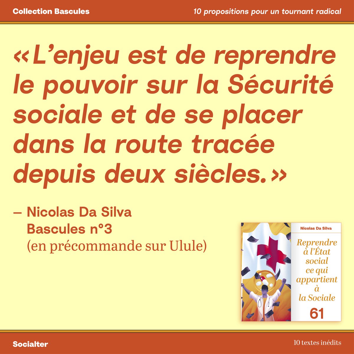 Socialter's tweet photo. Contre la mainmise qui a conduit à des décennies de réformes ouvrant la voie à un #capitalisme sanitaire, @dasilva_p13 imaginera dans #Bascules n°3 des pistes pour retrouver l’esprit originel de «La Sociale», comme l’autogouvernance par les assurés.
👉https://t.co/ADpKKIvpYY https://t.co/6nCSS8W9Kj