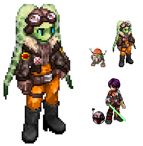 Hera Syndulla, Chopper and Sabine Wren from Star Wars - Ahsoka.