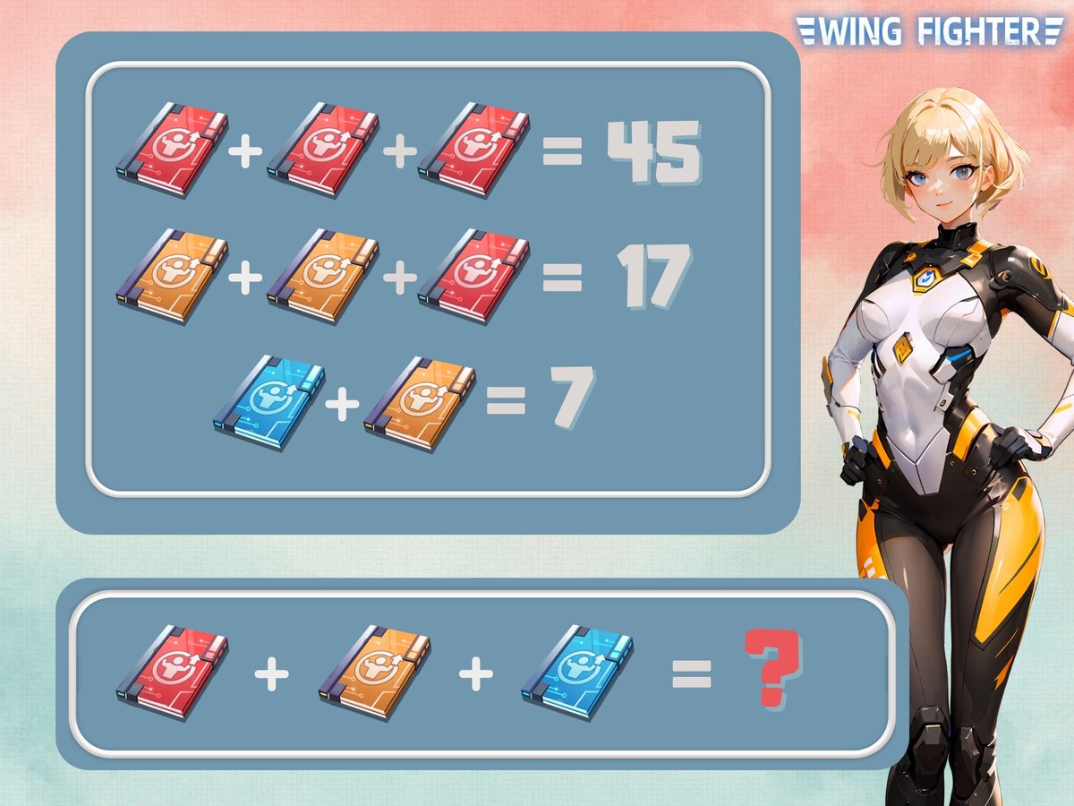 WingFighter_JP's tweet photo. 【懸賞イベント】
❓の数字はなんでしょうか?
✅応募方法:
①このアカウントをフォロー
②コメント欄に答案とプレイヤーIDを貼って
⏳9月15日(金)まで
😊抽選で10名様に300ダイヤ
#WingFighte #wingfighter https://t.co/VxQSY8ryyd