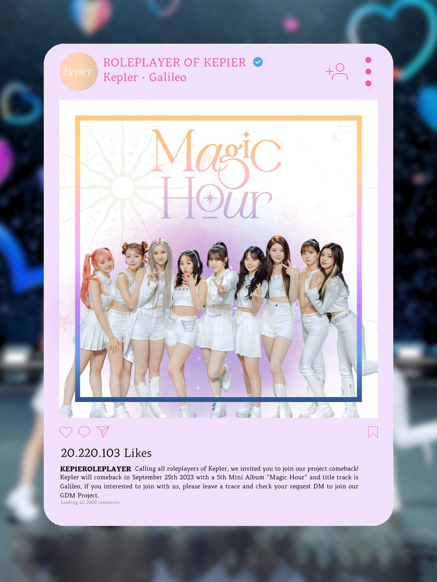 Kep1er’s return to Magic Hour is upon us! Calling all Kep1er RPs with or without an SQ to join our upcoming comeback project. Feel free to leave your mark here and we’ll add you to a group. Let’s celebrate together! ⋆୨୧