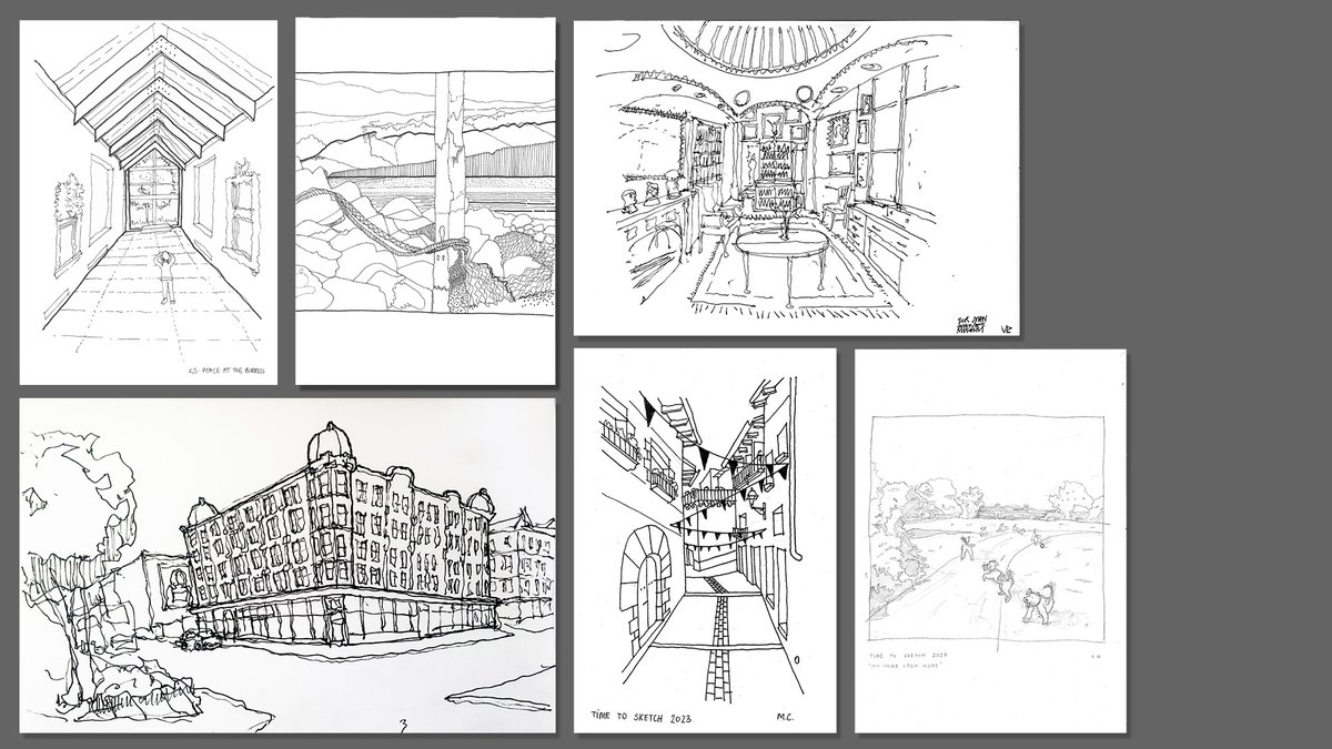 The team @hoskins_arch took part in this year's @ArchBenSoc #Time2Sketch 2023 Challenge, with the theme: ‘My home from home’ #Time2Sketch is a wellbeing event encouraging practices to create the space to come together & #sketch whilst supporting the important work of the society