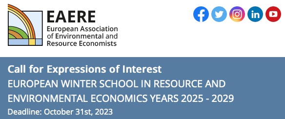 EAERE_envecon's tweet photo. Call for Expressions of Interest
European Winter School in #ResEcon years 2025-2029: EAERE solicits proposals for Organizing Committees
Apply here: https://t.co/0pHttbANAz
Deadline: 31 October 2023 https://t.co/h1thqrCRWS
