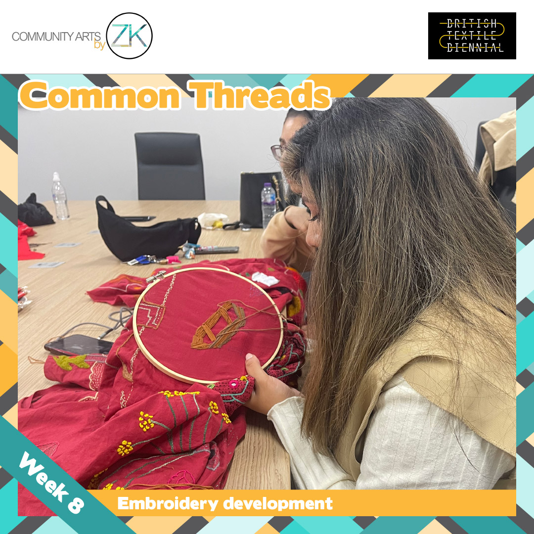 arts_zk's tweet photo. For week 8 the women continued their textile work, telling stories of rich landscapes and environments, personal journeys, family life, skills passed down through generations, and shared heritages. @TextileBiennial @Superslowway #communityartsbyzk #communityarts #textilebiennial https://t.co/G6IfwvEVfo