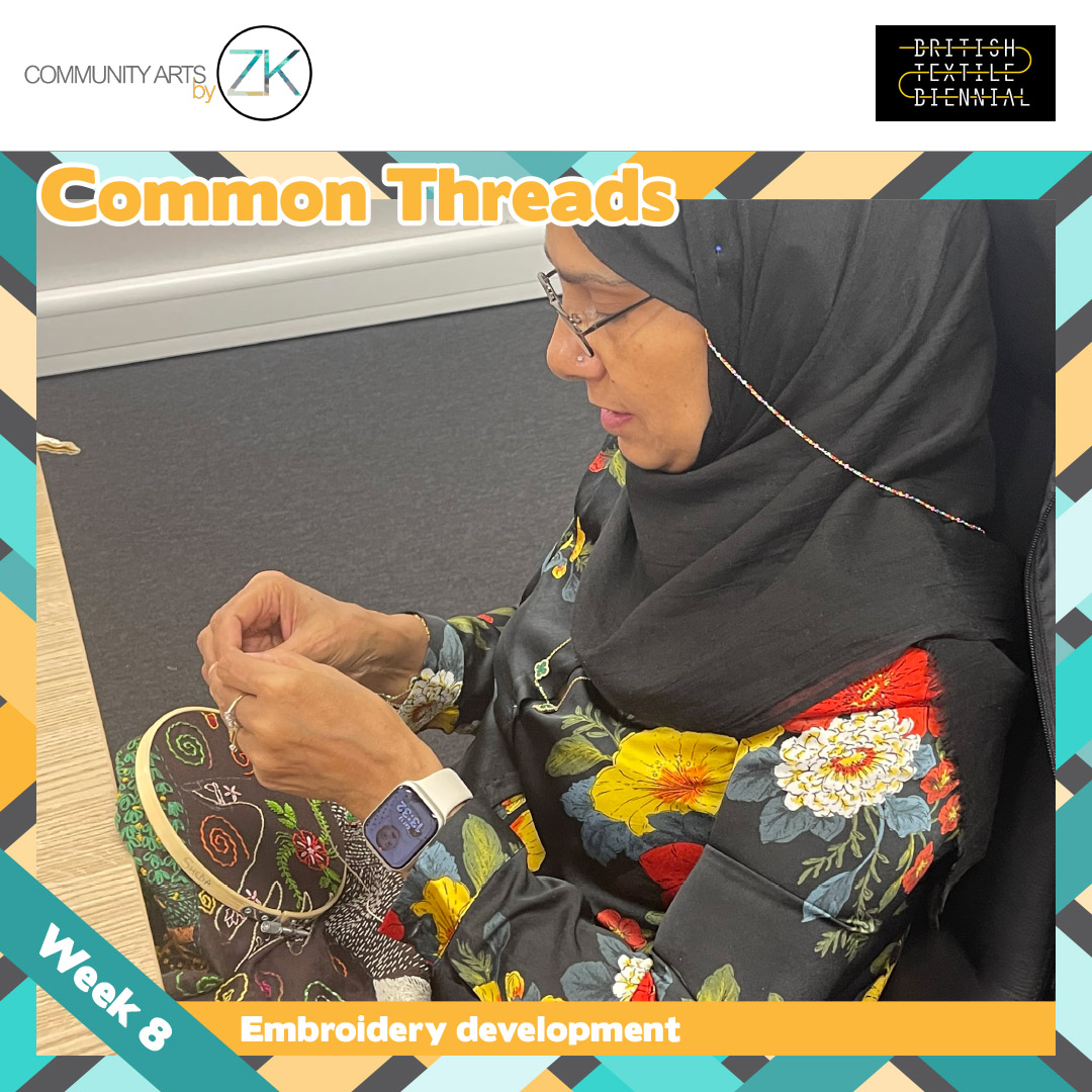 arts_zk's tweet photo. For week 8 the women continued their textile work, telling stories of rich landscapes and environments, personal journeys, family life, skills passed down through generations, and shared heritages. @TextileBiennial @Superslowway #communityartsbyzk #communityarts #textilebiennial https://t.co/G6IfwvEVfo