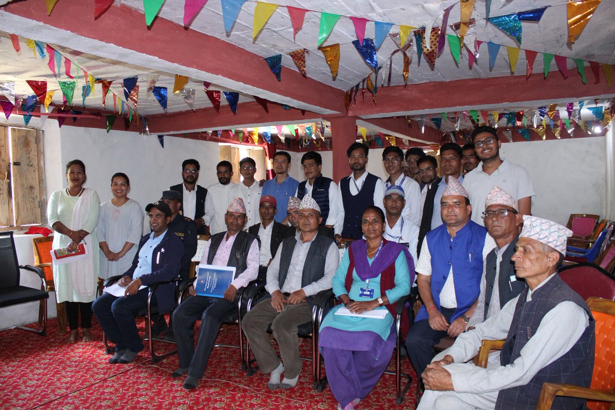 DRRFellowship's tweet photo. ** Successful completion of #climatefellowship M&amp;E and Bipad Portal Launch at Mahawai Rural Municipality, Kalikot** At the event Bipad Portal was formally launched by the chairperson Mr. Padam Bahadur Singh, who emphasized the role of data in disaster mitigation efforts #DRR https://t.co/xl8iPHlij2