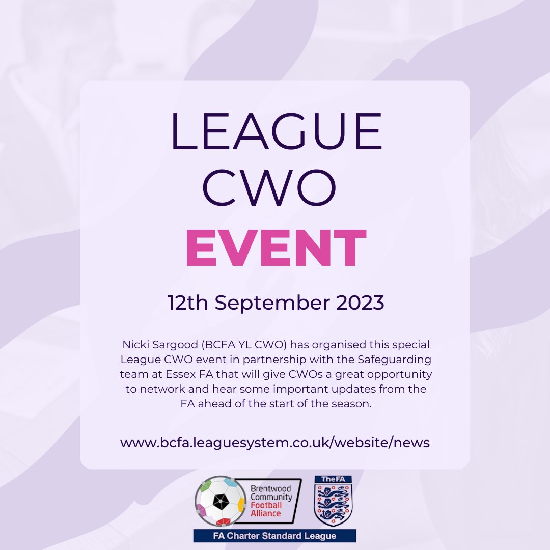 In preparation for another exciting season, we’d like to announce our upcoming events. Workshop: bcfa.leaguesystem.co.uk/website/news.p… CWO event: bcfa.leaguesystem.co.uk/website/news.p…
