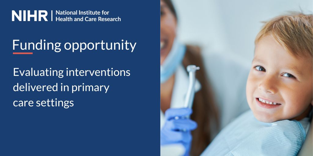 #ResearchFunding is available to evaluate interventions delivered in primary care settings such as #GeneralPractice, #CommunityPharmacy, #Dental and #Optometry. Find out more and apply: nihr.ac.uk/funding/23119-…