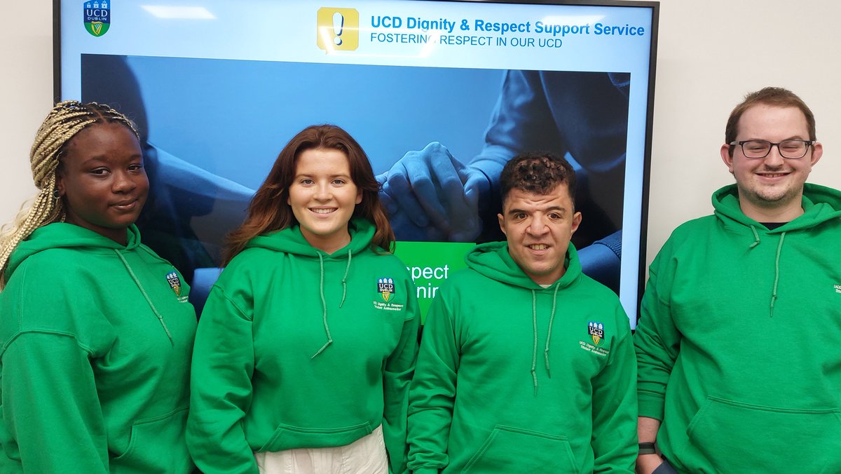 ☑📣Delighted to train another group of D&R Student Ambassadors. You'll see them in the Village & across campus over the coming weeks, giving out some #respect goodies. Make sure to stop by for a chat! 🟢 #UcdRespect #UcdDignity #NotInOurUCD