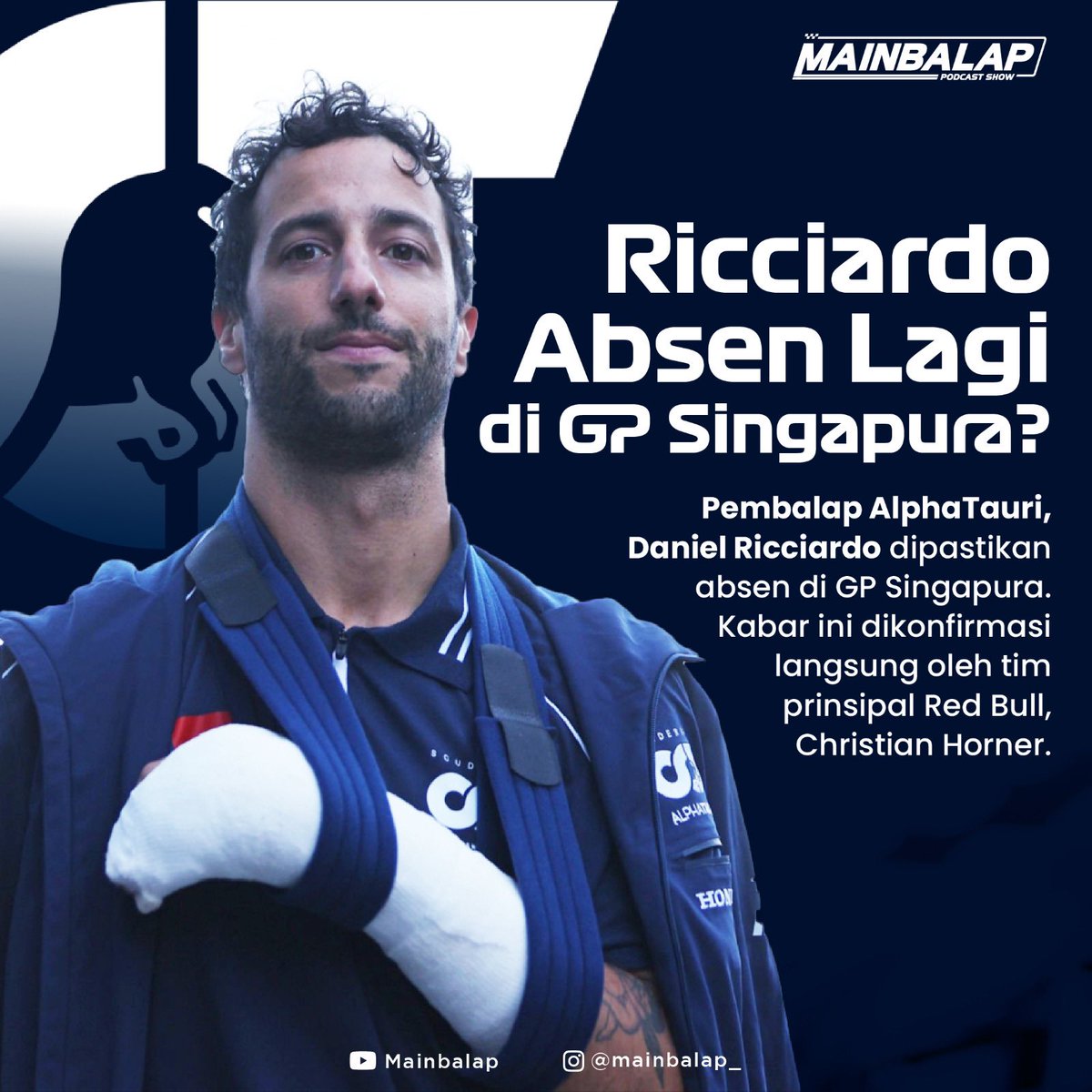 mainbalap's tweet photo. Daniel Ricciardo kemungkinan masih absen di GP Singapura. Kesempatan lagi nih untuk Liam Lawson unjuk gigi... https://t.co/nPh69RyyDd