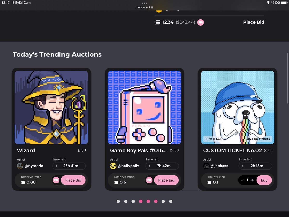 GM GM ☕️☕️
We are trending on <a href="/mallow__art/">Now found at @mallowdotart</a> with amazing artists @chubby_nekonft <a href="/JACKASSLEGEND/">JACKASS</a> 
There is still no bid and waiting your trigger bid fam 
Thank you for your support!!
Reserve:0.66 $SOL