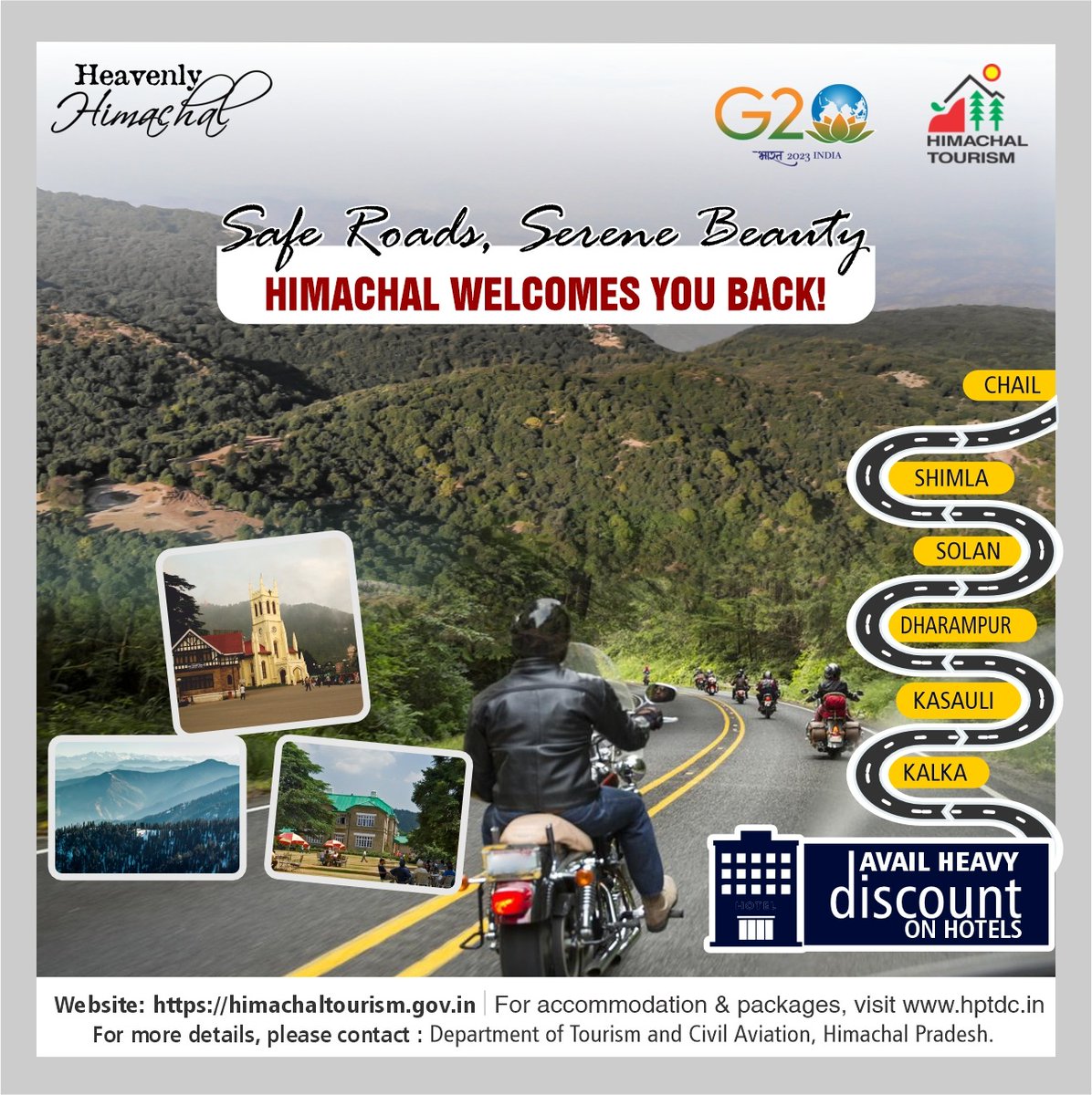 𝑺𝒂𝒇𝒆 𝑹𝒐𝒂𝒅𝒔, 𝑺𝒆𝒓𝒆𝒏𝒆 𝑩𝒆𝒂𝒖𝒕𝒚
Himachal Tourism welcomes you back!

#himachaltourismofficial #saferoads #welcometourists #HeavenlyHimachal #HimachalPradesh