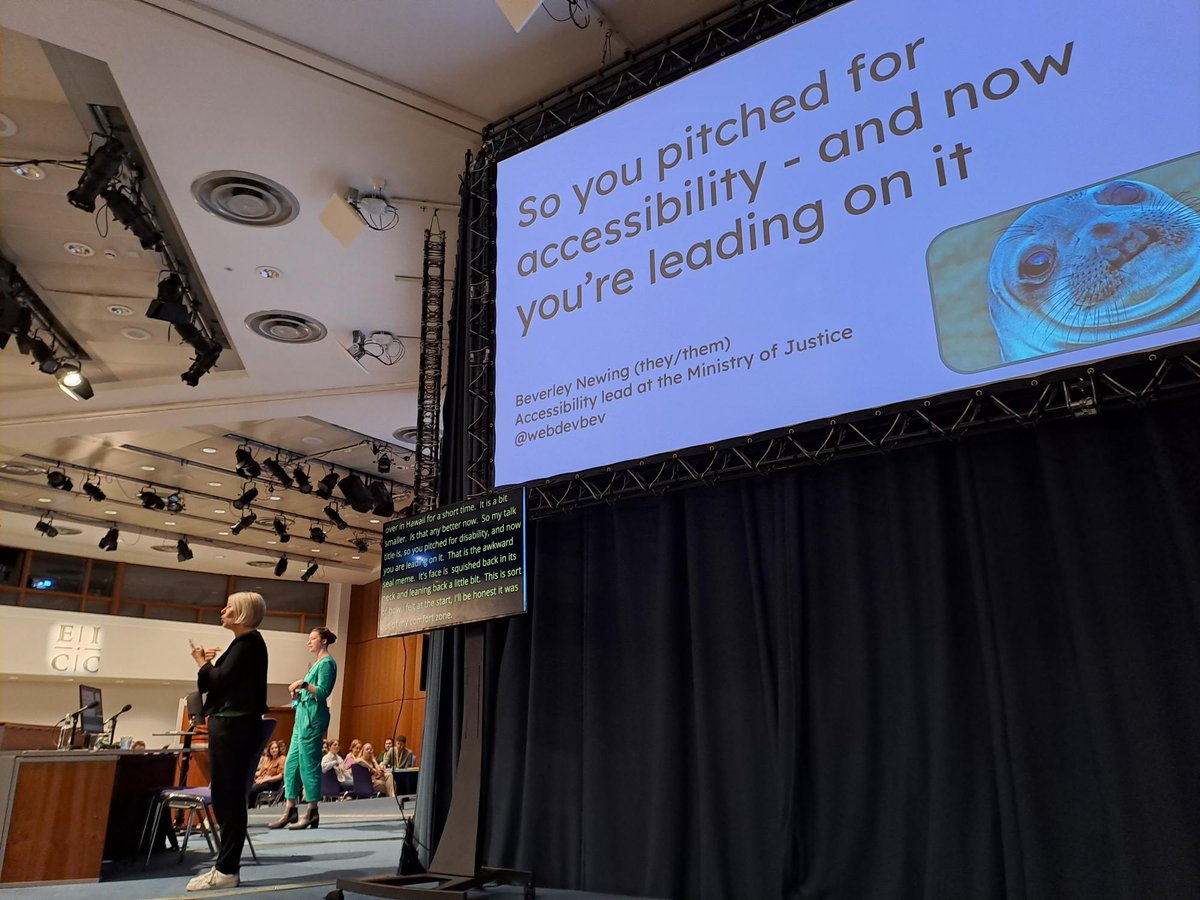 James Buller (@jbuller) on Twitter photo Delighted to see <a href="/WebDevBev/">Beverley Newing</a> leading off <a href="/a11yScotland/">Accessibility Scotland 🏴</a> conference with a talk about her journey learning to lead a team of #a11y specialists and the cause in a large enterprise. Fantastic story personally and organisationally. #CivilService #GovA11y Delighted to see <a href="/WebDevBev/">Beverley Newing</a> leading off <a href="/a11yScotland/">Accessibility Scotland 🏴</a> conference with a talk about her journey learning to lead a team of #a11y specialists and the cause in a large enterprise. Fantastic story personally and organisationally. #CivilService #GovA11y