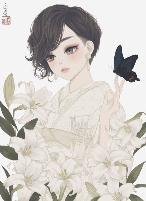 「黒髪 百合の花」のTwitter画像/イラスト(新着)