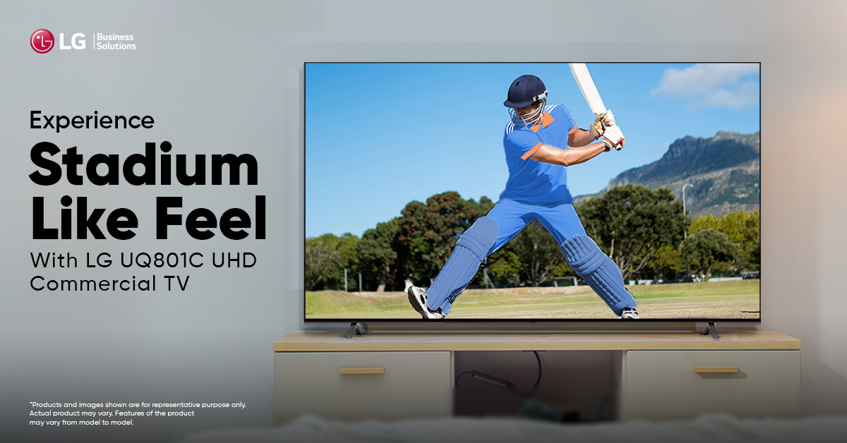 LGIndia's tweet image. Get ready for a thrilling sports experience with the LG UQ801C UHD Commercial TV. With Bluetooth Surround Ready, immerse yourself in the game and feel like you're right on the sidelines.

Know more on bitly.ws/AbGw 

#LGCommercialTV #HotelTV #LGUQ801C #LG #LGIndia