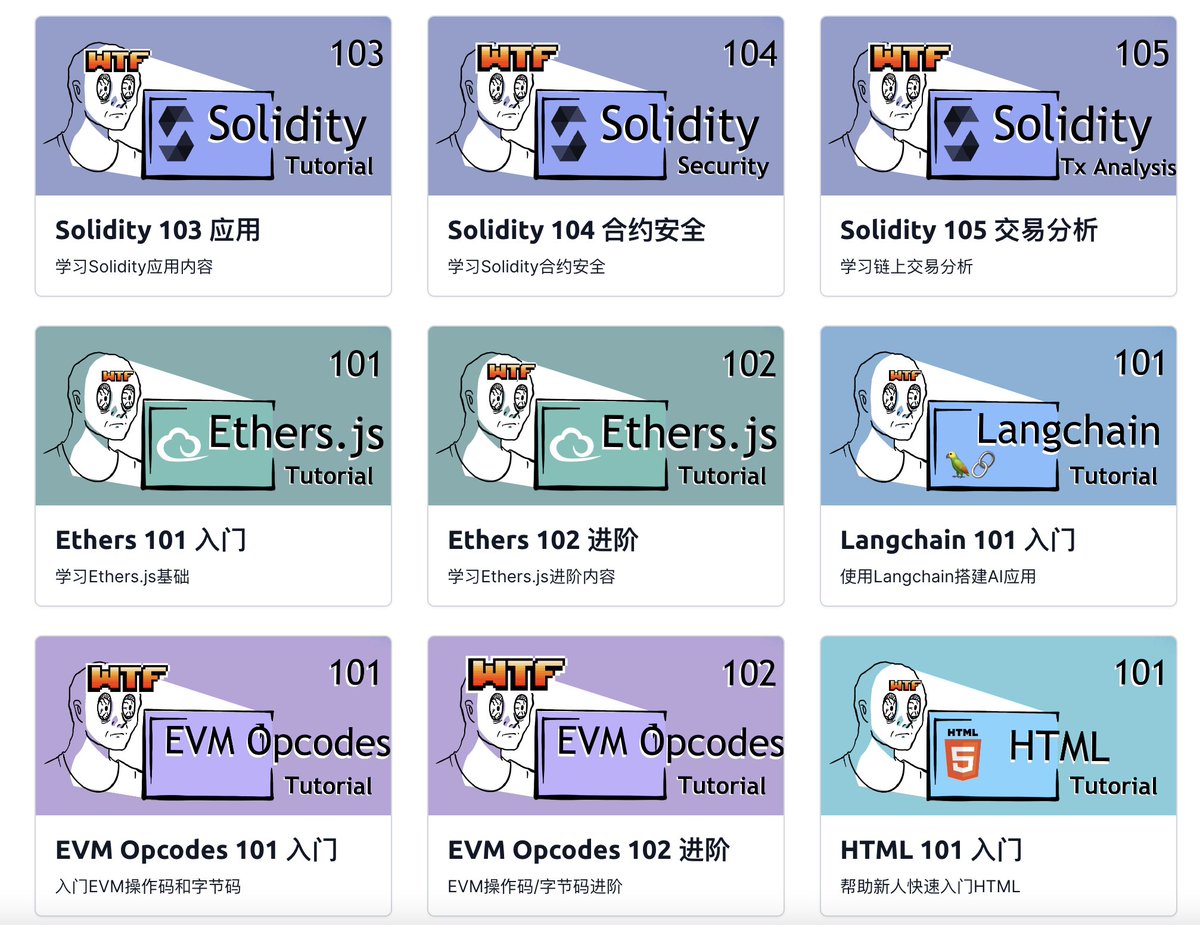 WTF Academy官网全新升级！目前新增了10多门课程，总有一门适合你！ 
网址: wtf.academy 

感谢贡献者们的付出!
<a href="/_daxiongya/">大雄呀</a> <a href="/Django_Mo/">ButterflyBoy</a> <a href="/0xb00lean/">b00lean</a> <a href="/stoneworld1991/">stoneworld</a> @EnchantPuppets <a href="/tankxu/">0xTank | PopLab.AI</a>