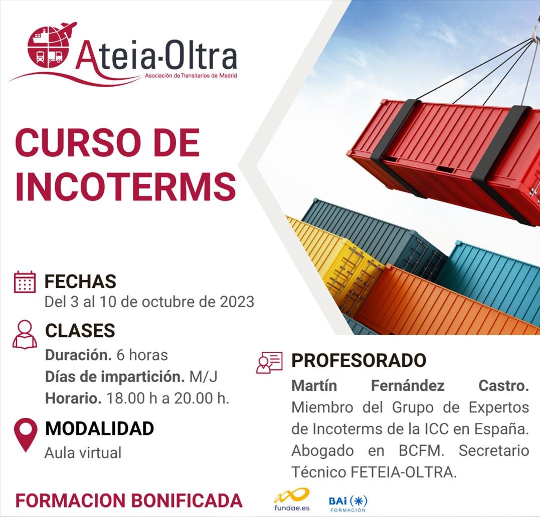 #ATEIAFORMACION | Abierto el plazo de inscripción al CURSO DE INCOTERMS.

Para más información escribe a formacion@ateia-madrid.com

 #formacion #incoterms #ateia

ateia-madrid.com/cursos/curso-i…