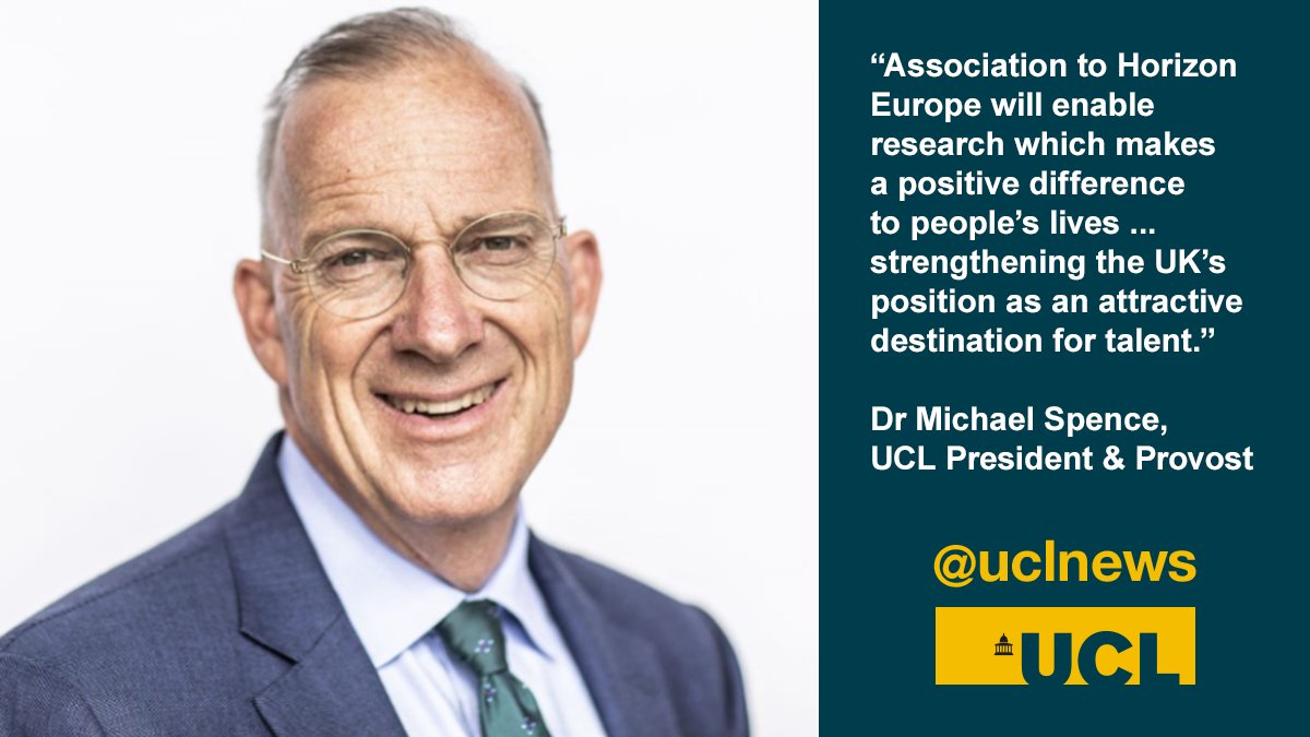 The UK's association to #HorizonEurope and #Copernicus is a "cause for celebration on both sides of the channel", &amp; the @UCL community is well-placed to benefit from the opportunities that association offers, says UCL President &amp; Provost, Dr Michael Spence ucl.ac.uk/news/2023/sep/…