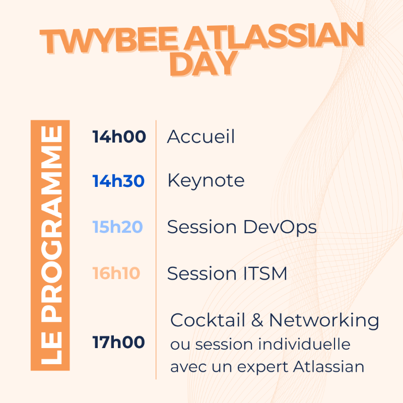twybee's tweet photo. Il y a quelques semaines, nous vous avons dévoilé le programme du Twybee Atlassian Day !

Vous avez été nombreux à vouloir plus de détails… Alors les voici ! 🚀 

Réservez dès maintenant votre place 👉 https://t.co/JASZiTWof5 (c’est gratuit 💸)

#Atlassian #TwybeeAtlassianDay