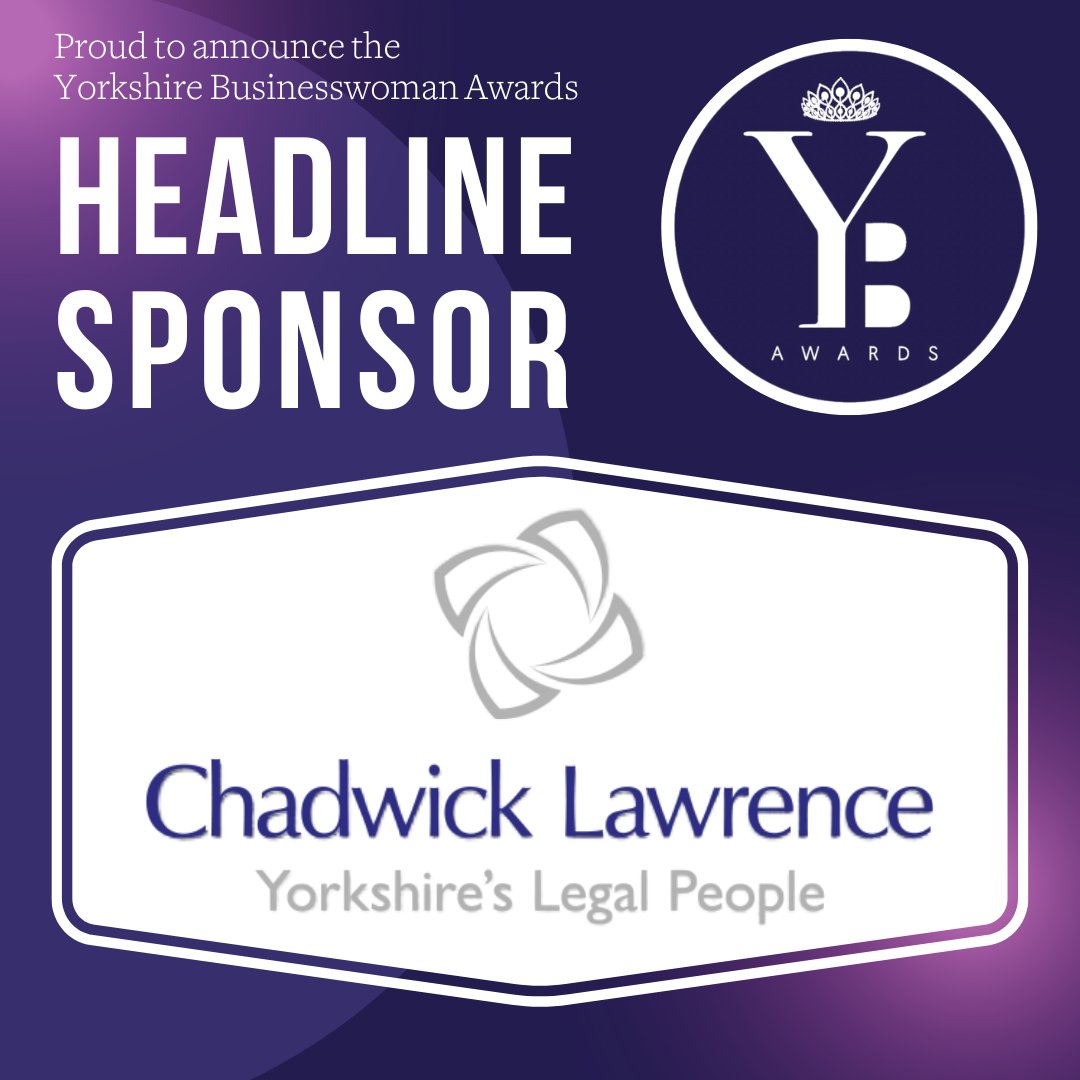 We are sponsoring the Yorkshire Business Woman Awards, on March 8th, 2024.

Our very own Sarah Power will take a place as a judge too.

Nominate an exceptional woman today: bit.ly/45Zgg9V

#ChadwickLawrence #YorkshireBusinessWoman #YorkshireBusinessWomanAwards #Awards