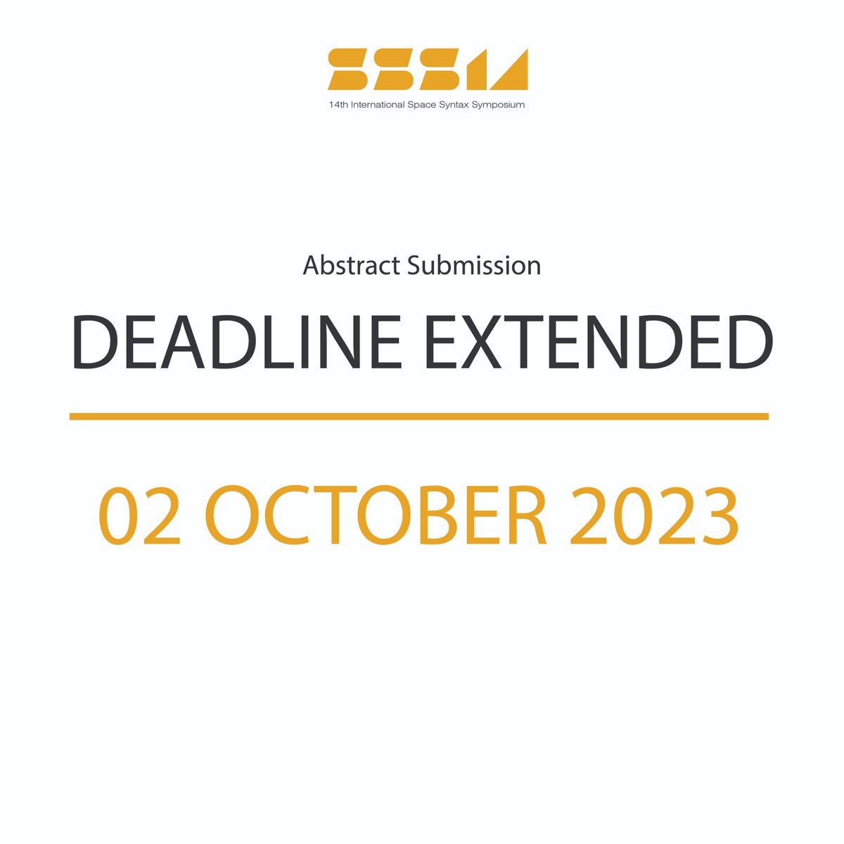 The abstract submission deadline for the 14th Space Syntax Symposium in Cyprus is now extended to October 2, 2023. Submit Your Abstracts for Papers: cyprusconferences.org/14sss/submissi… Submit Your Abstracts for Half-Day or Full-Day Workshops: cyprusconferences.org/14sss/submissi…