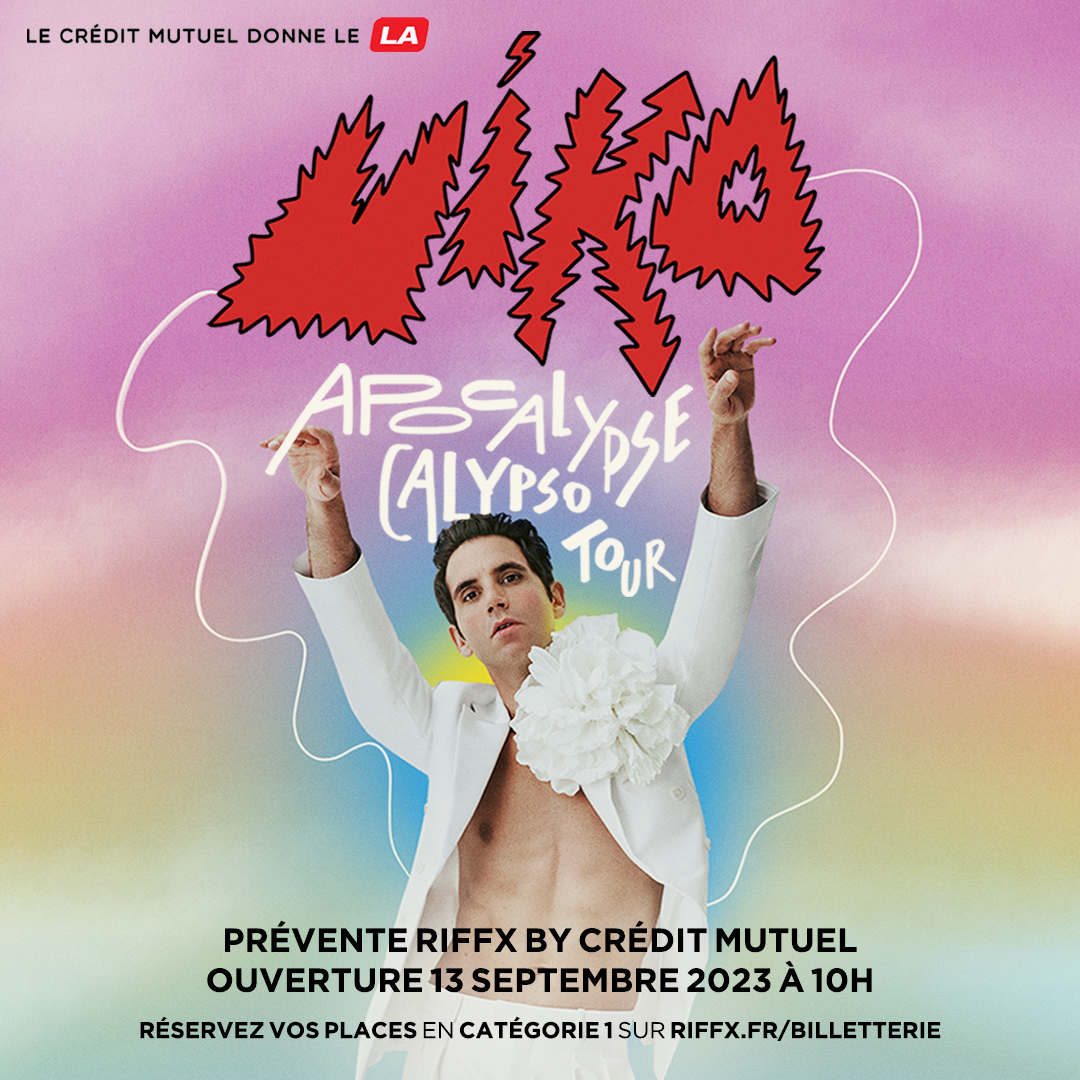 RIFFX_fr's tweet photo. Le @CreditMutuel est partenaire de l'Apocalypse Calypso Tour de @mikasounds ➰
Son nouveau single est sorti, et il part en #tournee dans toute la France 🌷 #Mika
Places en avant-première avec @RIFFX_fr dès le 13 septembre sur https://t.co/ULjI0FqH9D 🎫 (offre soumise à condition) https://t.co/wPuAXeXD1N