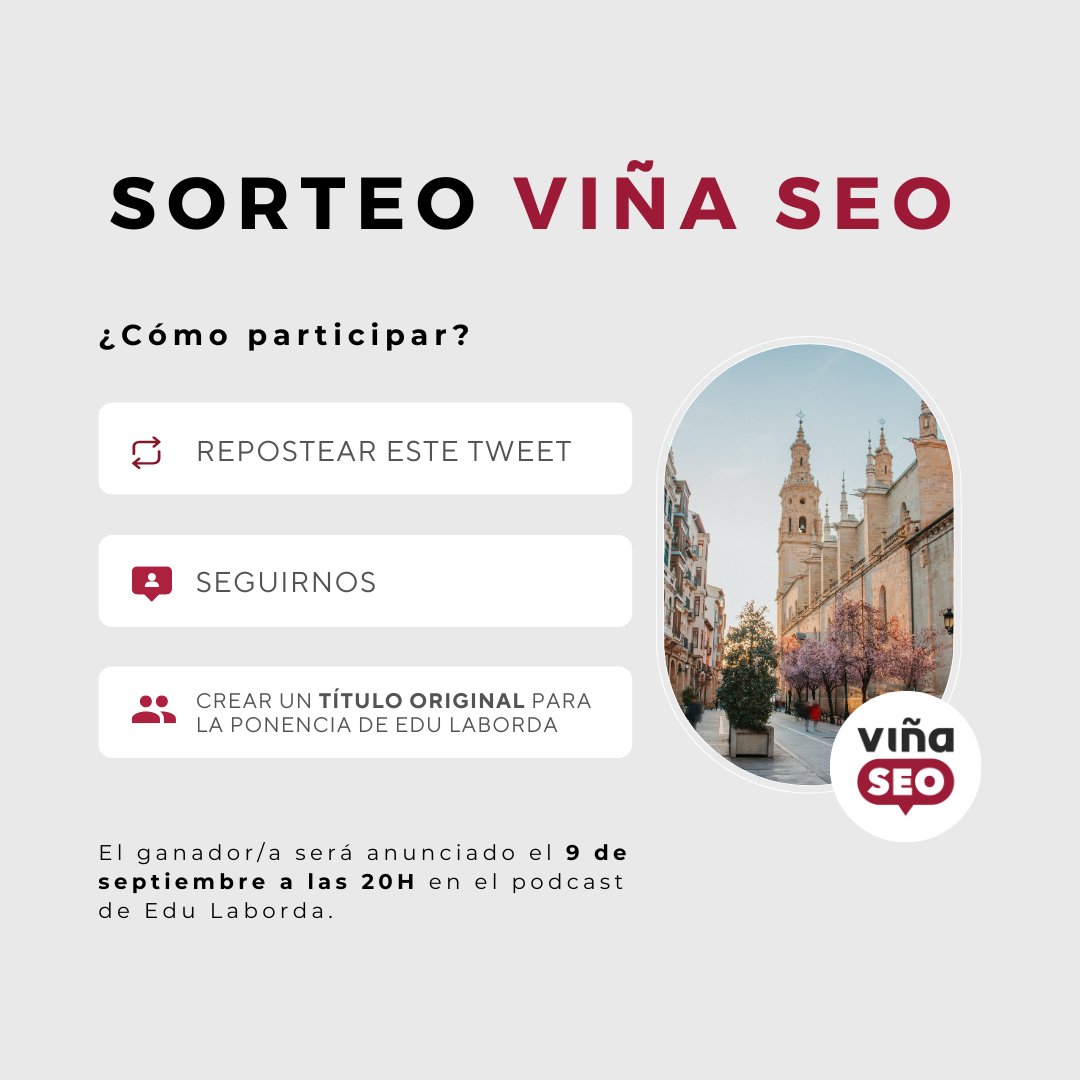 Viña SEO (@vinaseoevento) on Twitter photo Ayer <a href="/Marc__Cruells/">Marc</a> y <a href="/juanmartineznaj/">Juan Martinez</a> estuvieron en el podcast «Labordatorio» hablando sobre cositas del evento y dieron una increíble noticia...
¡<a href="/EduLabordaYYS/">Edu Laborda</a> será ponente en #viñaseo23! 🎉
¿Y qué mejor manera de celebrarlo que SORTEANDO una entrada para Viña SEO? ⬇️ Ayer <a href="/Marc__Cruells/">Marc</a> y <a href="/juanmartineznaj/">Juan Martinez</a> estuvieron en el podcast «Labordatorio» hablando sobre cositas del evento y dieron una increíble noticia...
¡<a href="/EduLabordaYYS/">Edu Laborda</a> será ponente en #viñaseo23! 🎉
¿Y qué mejor manera de celebrarlo que SORTEANDO una entrada para Viña SEO? ⬇️