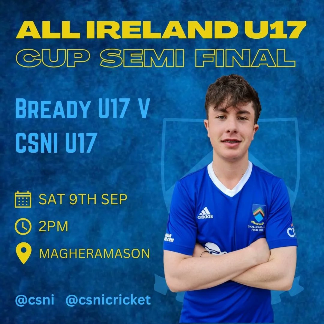 csnicc's tweet photo. Best wishes to our U17 team as they take on Bready Cricket Club in the Semi Final of the All Ireland U17 Cup. The action gets underway at 2pm tomorrow in Magheramason. Go well!
#csnicc #EveryoneCanPlay #SummerAtStormont #OneClub @ncu_news @cricket_ireland https://t.co/9M4f6cQSvU