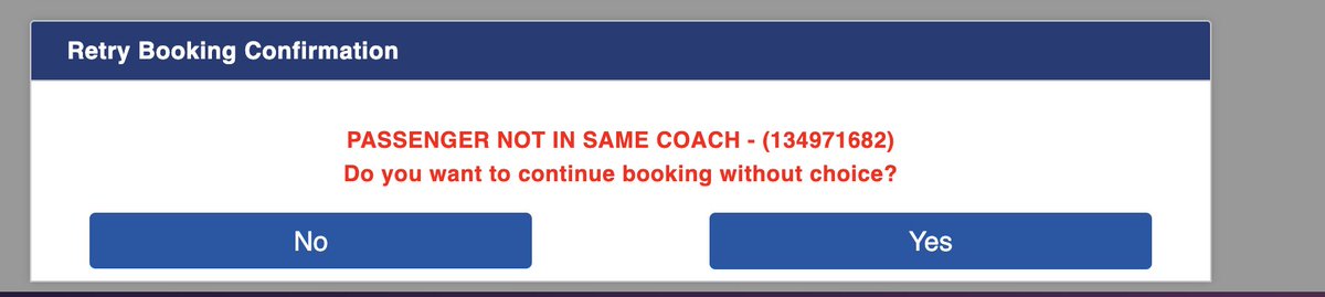 <a href="/IRCTCofficial/">IRCTC</a> <a href="/indianrailway__/">IndianRailways</a> <a href="/AshwiniVaishnaw/">Ashwini Vaishnaw</a> 
booking Rajdhani Bengaluru to Hyd 385 seats available but no 2 seats in the same coach. Have 2 senior citizens who need to travel.Who wrote the logic ! They are fine no fights between them.. pls keep them in the same bogie :)