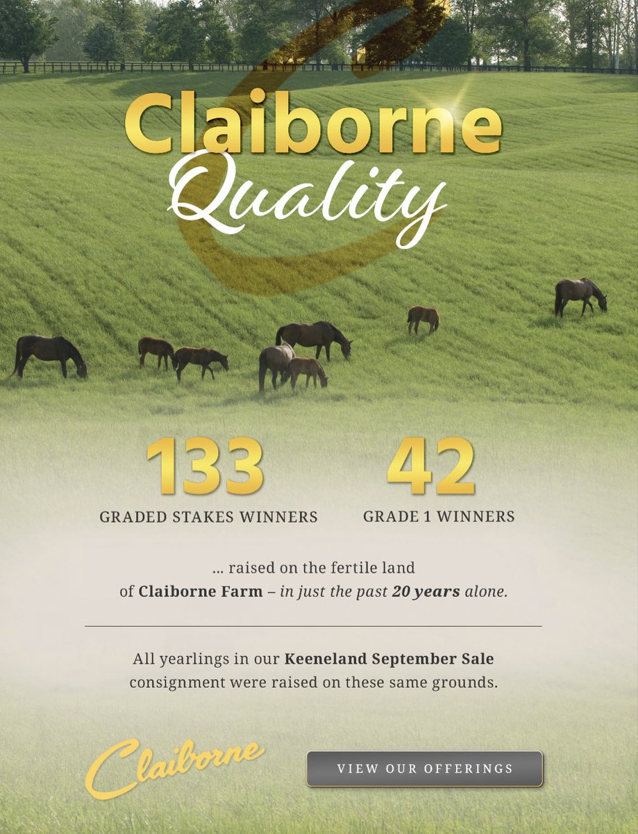 We only sell yearlings that were raised on our land. In the past 20 years, we’ve raised 133 Graded Stakes winners - 42 of which are Grade 1 winners - a testament to our loyal clients and their exceptional horses, and our dedicated employees. Book 1 showing now at Barn 6