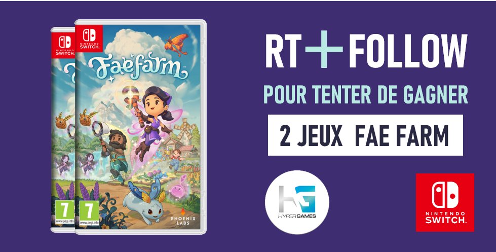 🌱🌟 #CONCOURS🌟🌱

Envie de vivre l'aventure magique de Fae Farm ? 
Tentez de gagner 2 jeux ! 🧚‍♀️🎮
2 gagnants au total 🎁

Pour participer: 
1⃣ Follow <a href="/HypergamesA/">Hypergames Auchan</a> 
2⃣ RT ce tweet 

TAS le 14/09
👉 bit.ly/3sNITZu