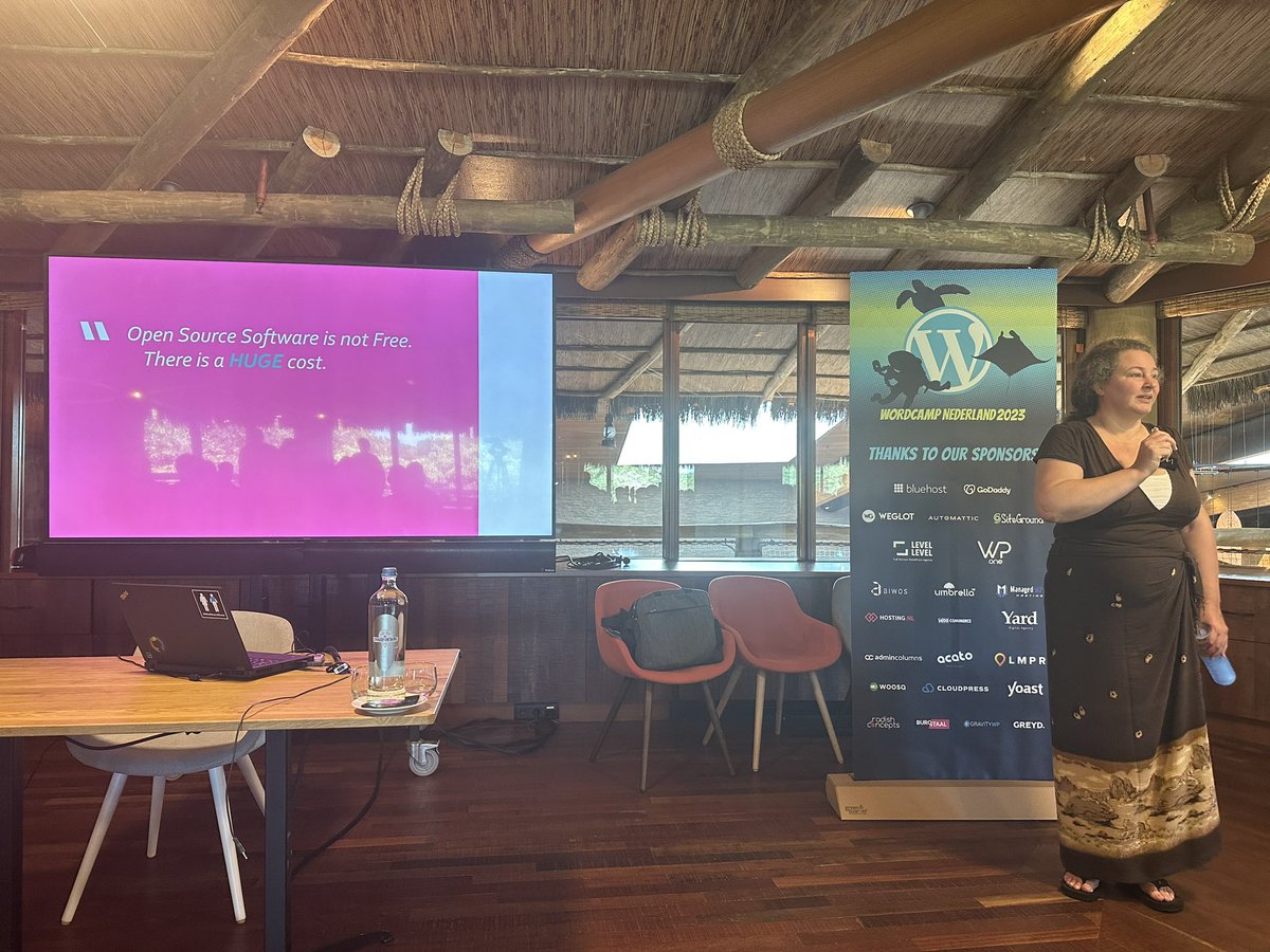 jdevalk's tweet image. “Open Source Software is not Free.
There is a *HUGE* cost.”

@jrf_nl very clearly stating at #WCNL that the massive amount of work going into WPCS, and many other projects, needs more (&amp;amp; better) funding. 

This is one of the deepest problems in open source. We need to get better…