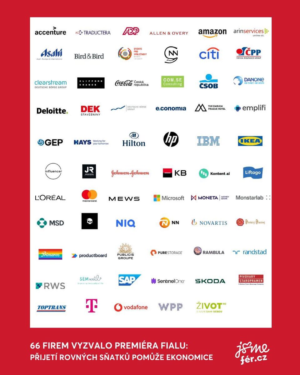 Ian_Willoughby's tweet photo. These are the companies who have called for marriage equality in 🇨🇿, in a handy graphic put together by @JsmeFer. 👏👏👏 https://t.co/gMopARN9ev
