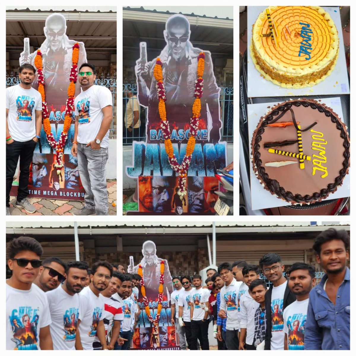 SRKUniverse's tweet photo. 🔥🎉 #Balasore's SRK FANs celebrating First day, first show of Jawan with jaw-dropping excitement, cake cutting, and King Khan’s cutout banner! 🌟🍿

@iamsrk @RedChilliesEnt @Atlee_dir 

#Jawan #JawanInCinemas #JawanReviews #ShahRukhKhan #SRK #JawanFirstDayFirstShow https://t.co/VW5098gG8U