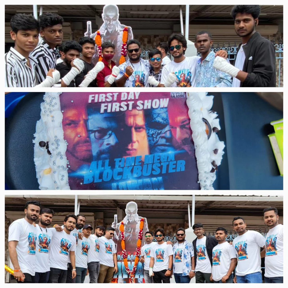 SRKUniverse's tweet photo. 🔥🎉 #Balasore's SRK FANs celebrating First day, first show of Jawan with jaw-dropping excitement, cake cutting, and King Khan’s cutout banner! 🌟🍿

@iamsrk @RedChilliesEnt @Atlee_dir 

#Jawan #JawanInCinemas #JawanReviews #ShahRukhKhan #SRK #JawanFirstDayFirstShow https://t.co/VW5098gG8U