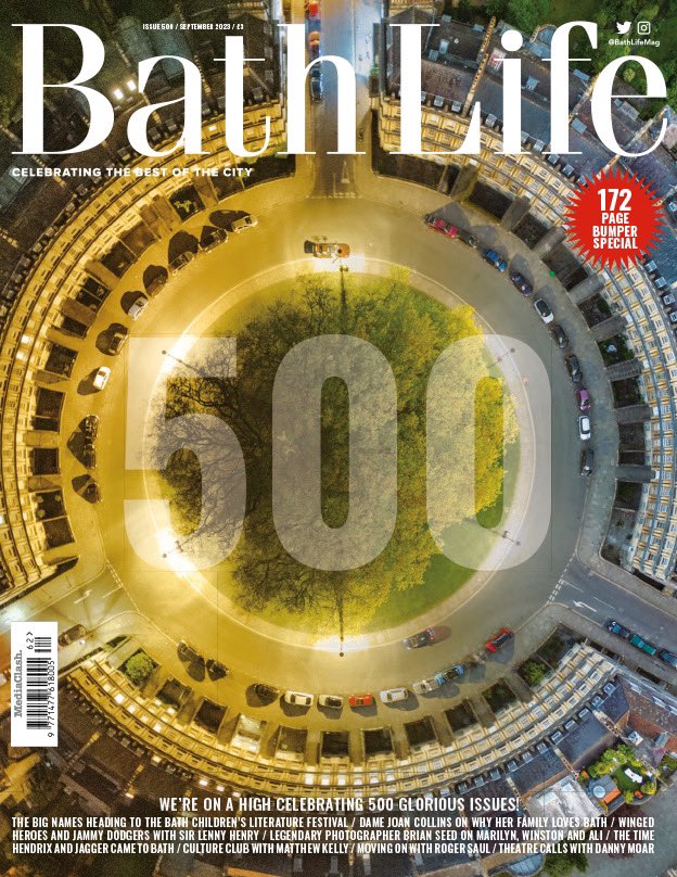 BathLifeMag's tweet photo. ✨The BIG one's finally arrived! ✨ 

Enjoy issue 500 of #BathLife with this eye-catching cover of the circus as well as big interviews with Sir Lenny Henry and Dame Joanne Collins, throwbacks to favourite issues of times gone by and Bath over the years: https://t.co/kZwxRS45Ch https://t.co/CCbQY3DqDa