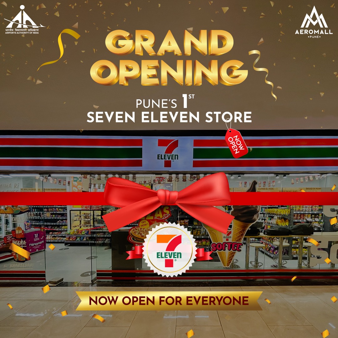 The wait is over! Join in to celebrate the Grand Opening of Pune's 1st Seven Eleven Store at Aeromall!📷
#seveneleven #grandopening #ShopWithJoy #SavingsDelight #MonsoonCravings #SnackLover #snacklovers #Aeromallpune #puneairportmall #aai #punemalls #airbar #commercialofficespac